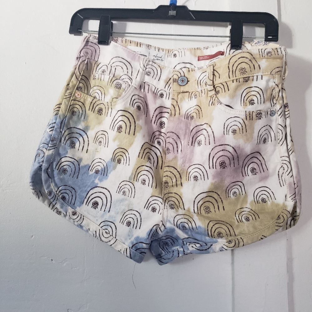 NWT anthropologie hannah leathers high rise rainbow shorts - Picture 2 of 7